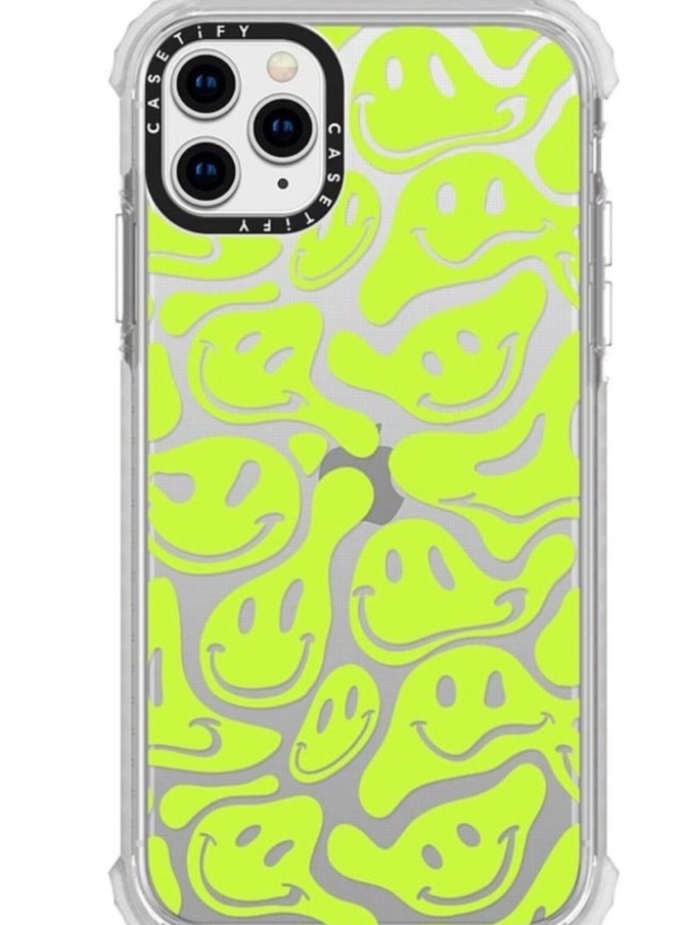 Casetify Neon Lime Smiley Pattern Clear iPhone 16 Pro Case